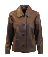 Charger l'image dans la galerie, Signature brown faux leather jacket