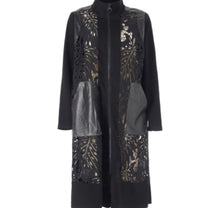 Lade das Bild in den Galerie-Viewer, Studio Amaris long lace coat with faux leather trims