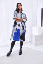Load image into Gallery viewer, Ora Grey and Royal blue shirt dress
