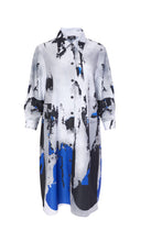 Load image into Gallery viewer, Ora Grey and Royal blue shirt dress
