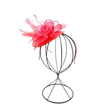 Load image into Gallery viewer, Coral floral headpiece with feathers
