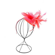 Load image into Gallery viewer, Coral floral headpiece with feathers
