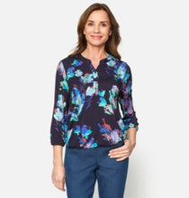 Load image into Gallery viewer, Signature blue &amp; Green floral print top
