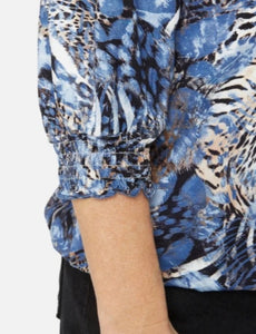 Brandtex blue abstract pattern top