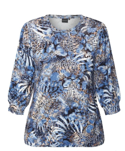 Brandtex blue abstract pattern top