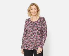 Load image into Gallery viewer, Brandtex pink leaf abstract print top

