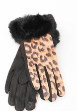 Load image into Gallery viewer, Animal print Gloves with faux fur
