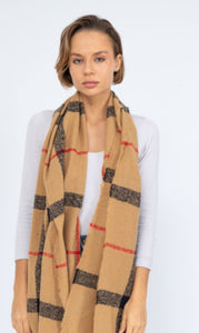 Check wool mix scarves