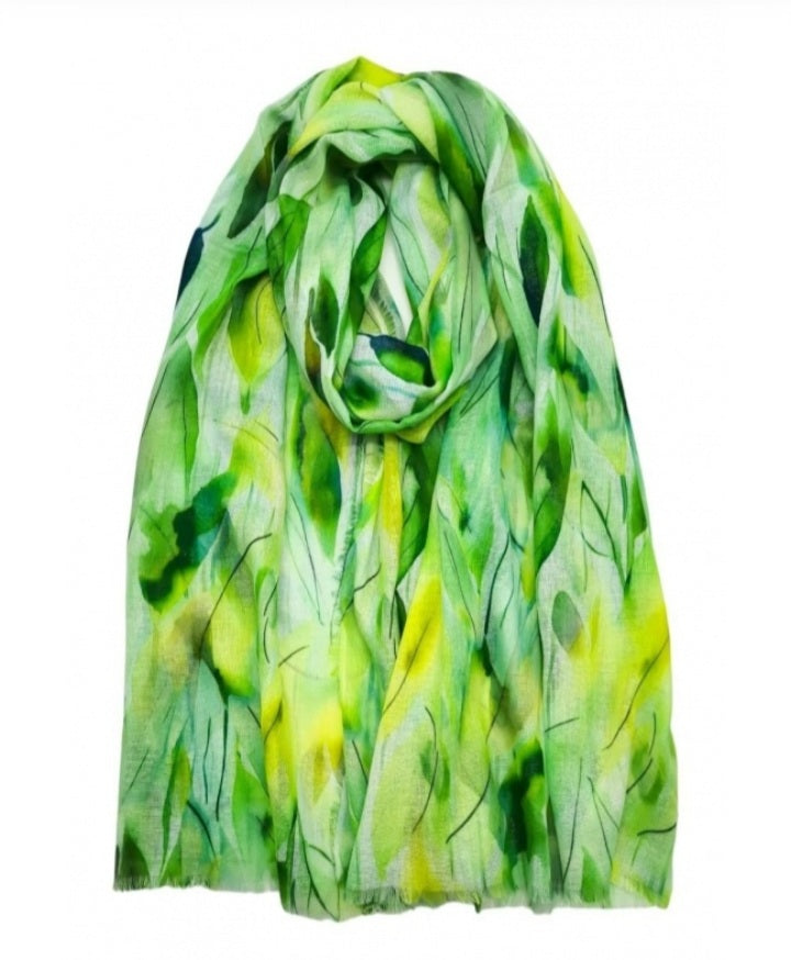 Abstract leaf print scarves