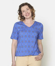 Load image into Gallery viewer, Brandtex blue &amp; Gold pattern top
