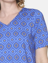 Load image into Gallery viewer, Brandtex blue &amp; Gold pattern top
