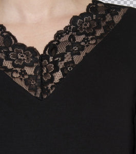 Brandtex black lace trimmed top