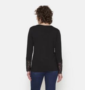 Brandtex black lace trimmed top