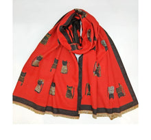 Load image into Gallery viewer, Cat print wool mix scarves
