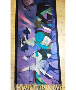 The Zoe abstract wool mix  print scarves
