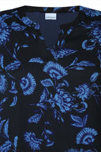 Load image into Gallery viewer, Zhenzi chiffon navy floral print top
