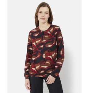 Signature abstract brown print top