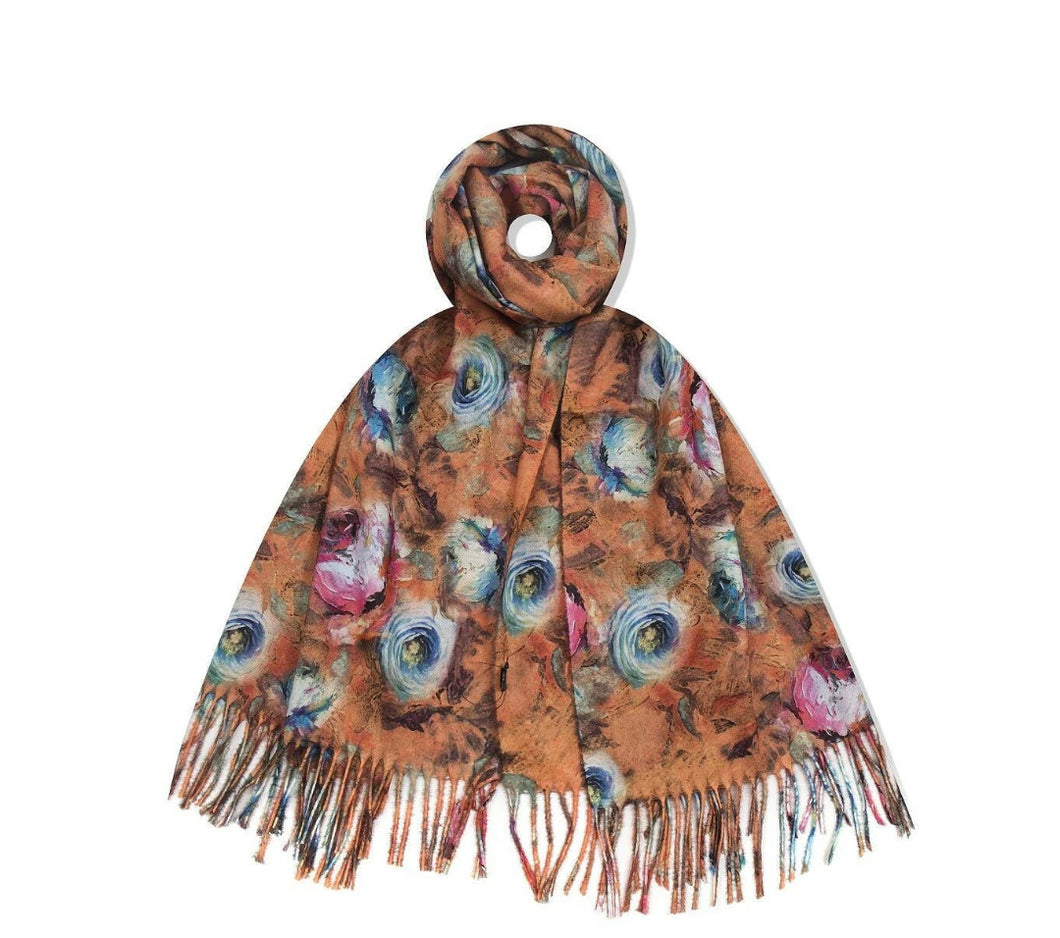 Floral cashmere mix scarves