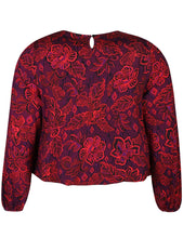 Load image into Gallery viewer, Zhenzi floral red &amp; purple print top
