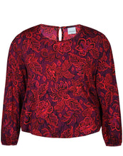 Load image into Gallery viewer, Zhenzi floral red &amp; purple print top

