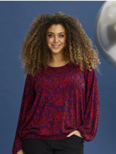 Load image into Gallery viewer, Zhenzi floral red &amp; purple print top
