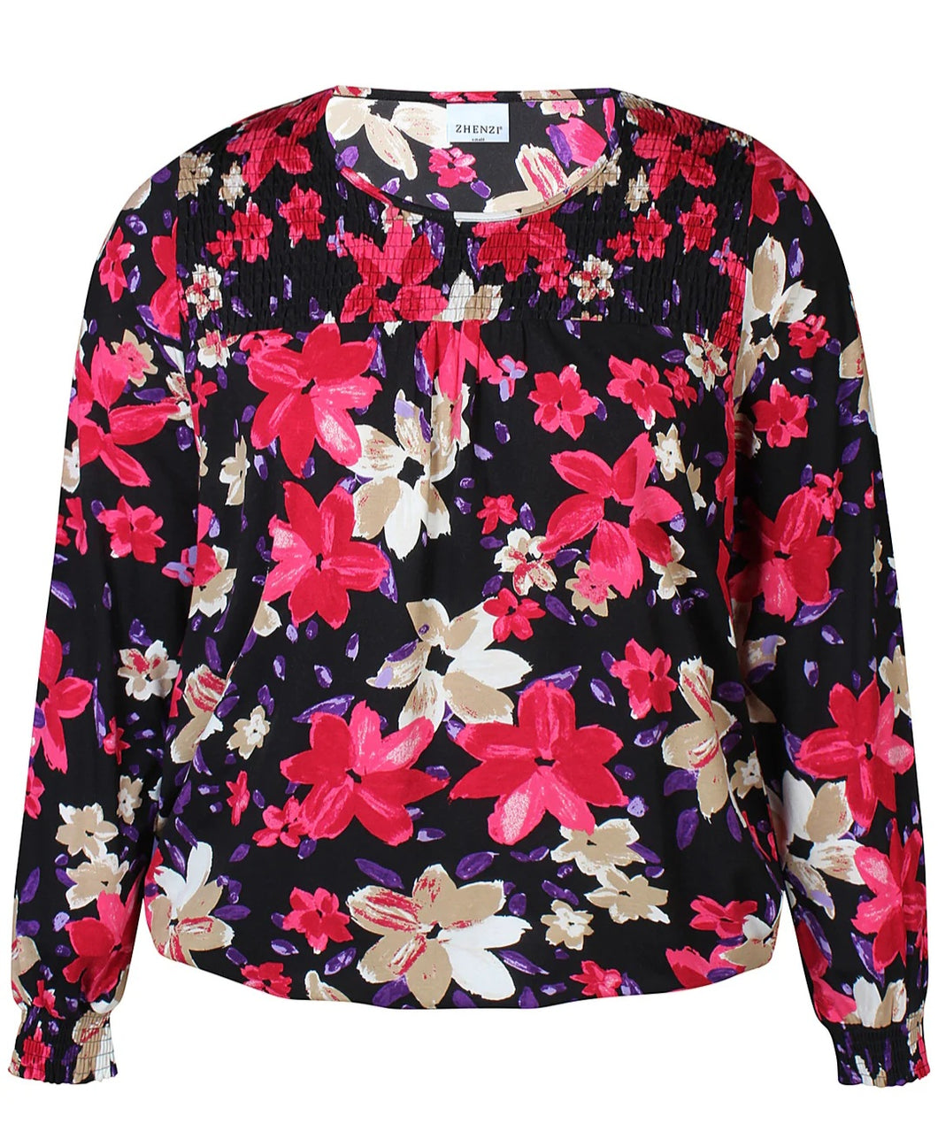 Zhenzi pink floral print top