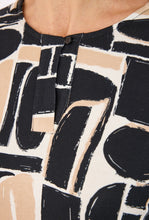 Cargar imagen en el visor de la galería, Brandtex beige &amp; Black abstract print round Neckline top
