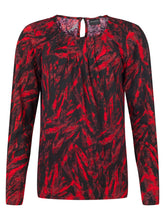 Load image into Gallery viewer, Brandtex abstract  red &amp; black pattern print top
