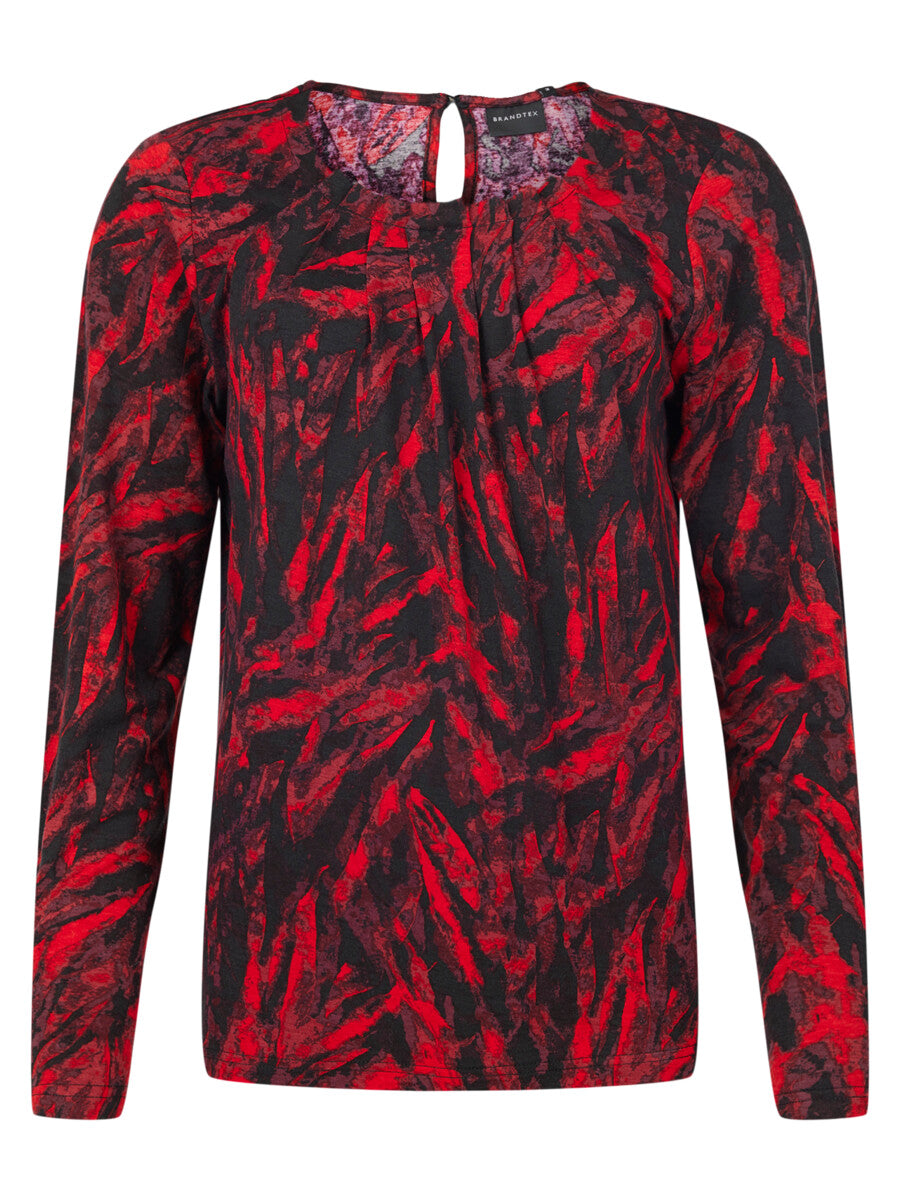 Brandtex abstract  red & black pattern print top