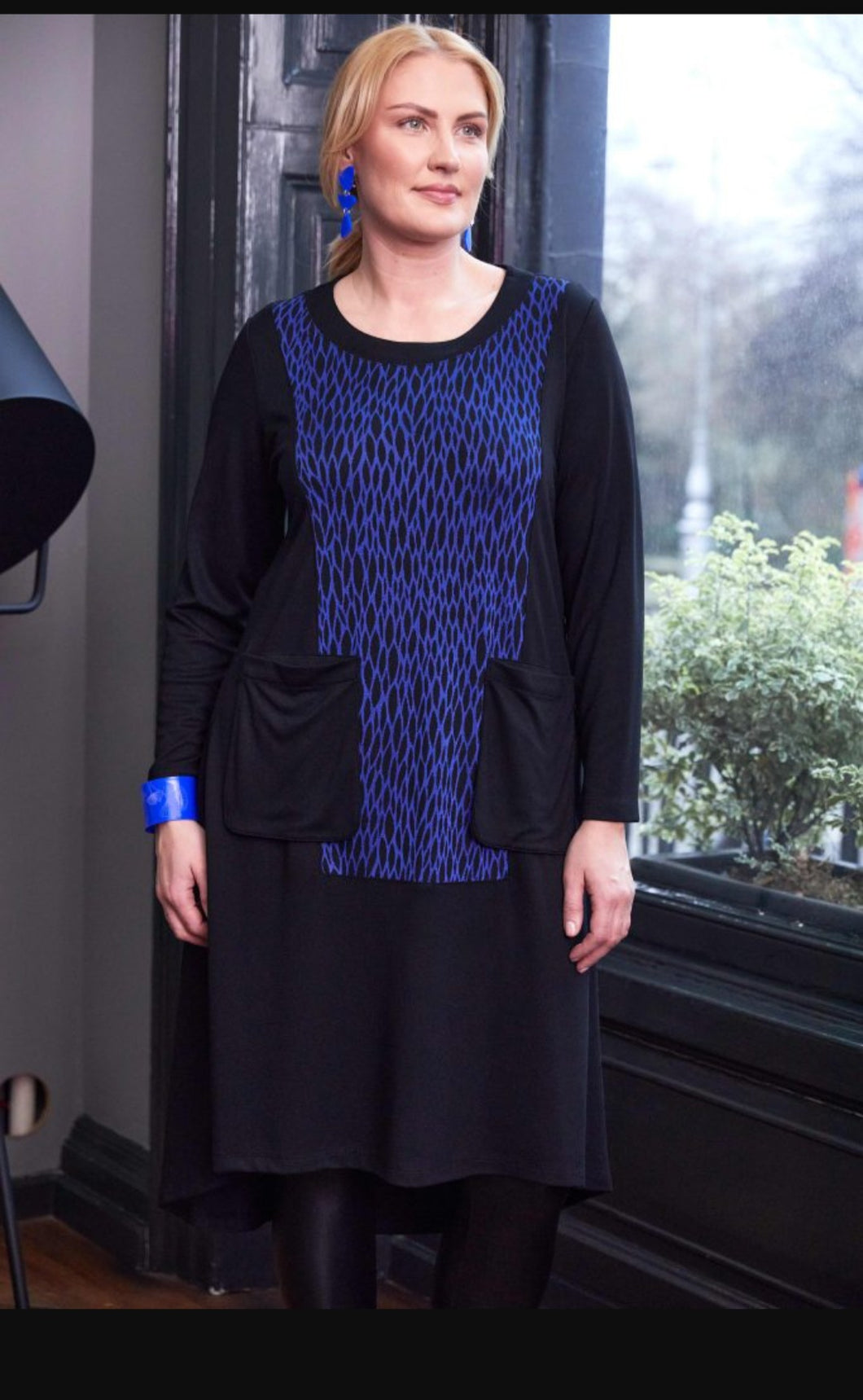 Ora dress with knitted front panel