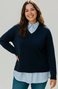 Only Carmakoma mock shirt with jumper