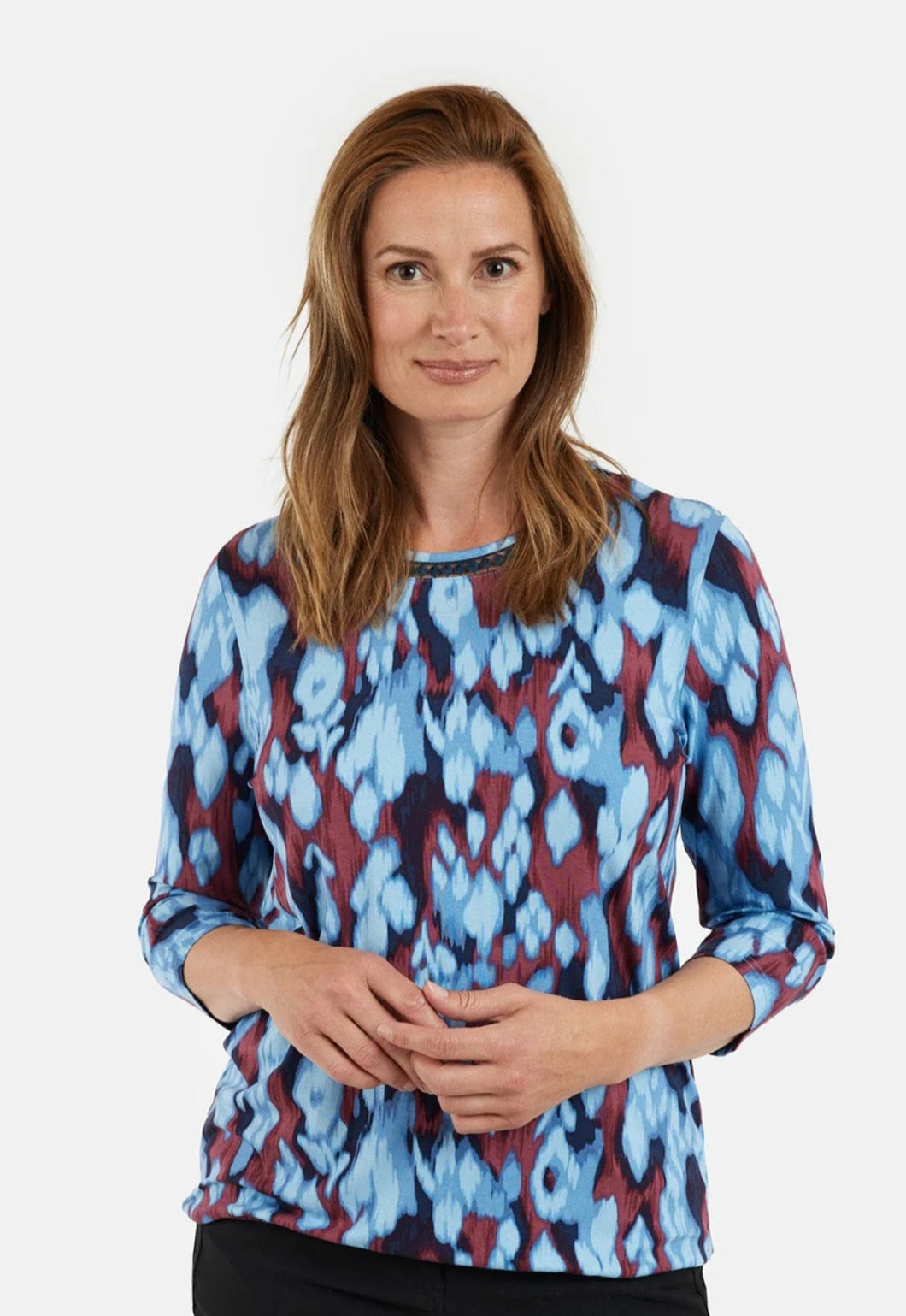 Signature Blue & Wine Round Neck top