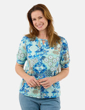 Load image into Gallery viewer, Signature Teal pattern print top
