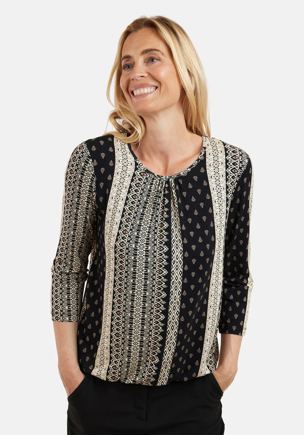Signature Black & Cream print top