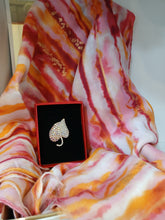 Load image into Gallery viewer, The Sam abstract print scarf and leaf magnetic brooch sets
