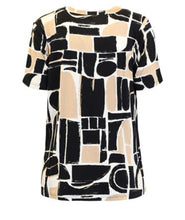 Load image into Gallery viewer, Brandtex Beige &amp; Black abstract print top
