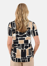 Load image into Gallery viewer, Brandtex Beige &amp; Black abstract print top
