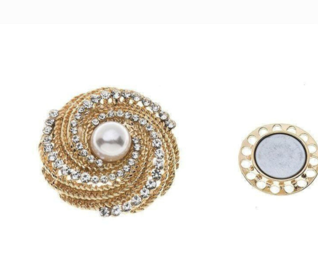 The Anne Pearl Twirl Magnetic Brooches