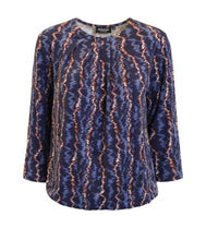 Load image into Gallery viewer, Signature Navy &amp; Brown print top
