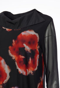 Ora Orange print mesh dress