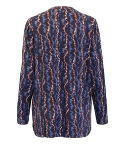 Signature V neck blue & brown top