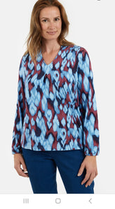 Signature Blue & Wine V neck Tops
