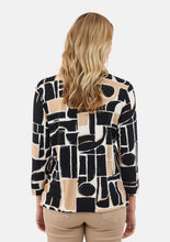 Cargar imagen en el visor de la galería, Brandtex beige &amp; Black abstract print round Neckline top
