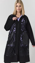 Cargar imagen en el visor de la galería, Studio Amaris long lace coat with faux leather trims
