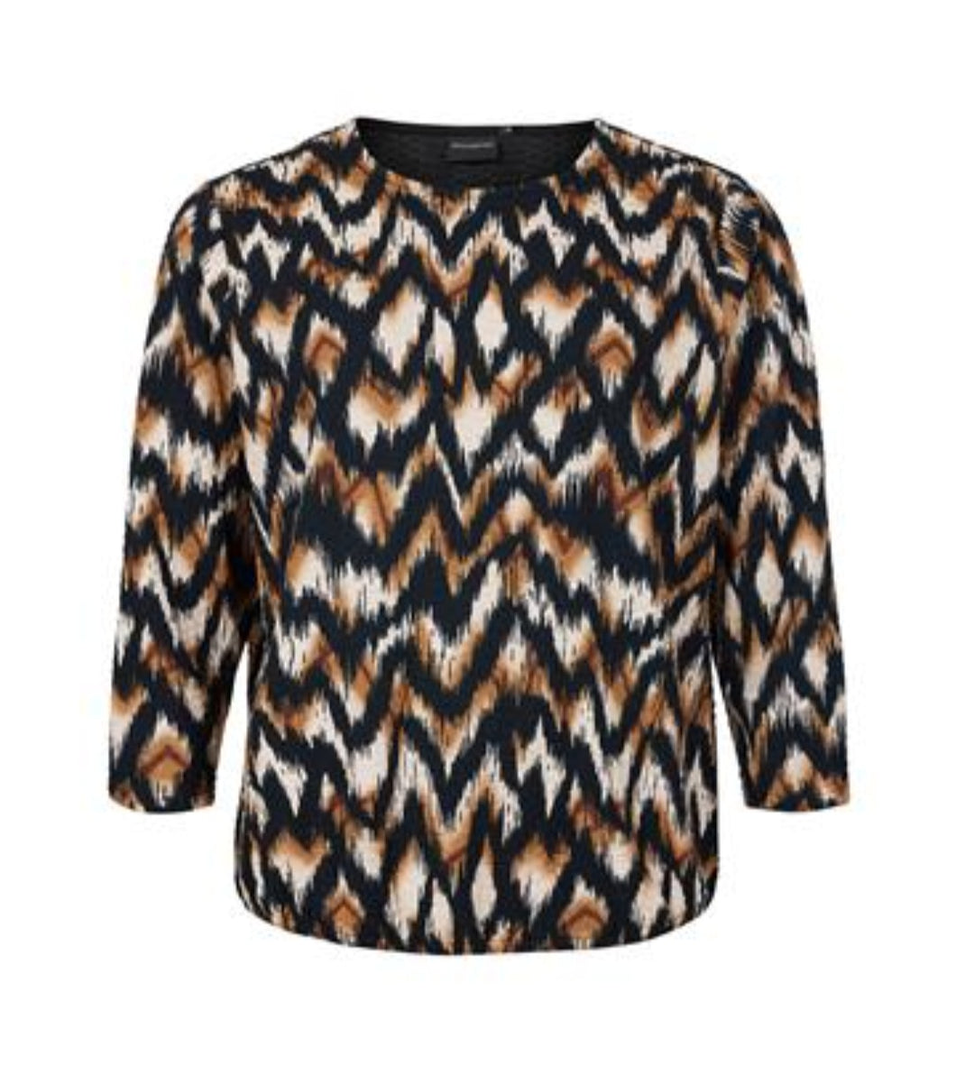 Brandtex black & Tan print top
