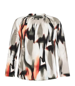 Signature abstract khaki print top