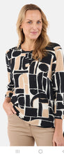 Load image into Gallery viewer, Brandtex Beige &amp; Black abstract print top
