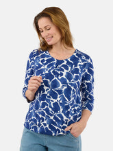 Load image into Gallery viewer, Signature abstract print Navy top
