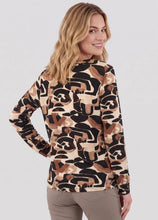 Charger l'image dans la galerie, Signature abstract print with beige, brown and black shades tops
