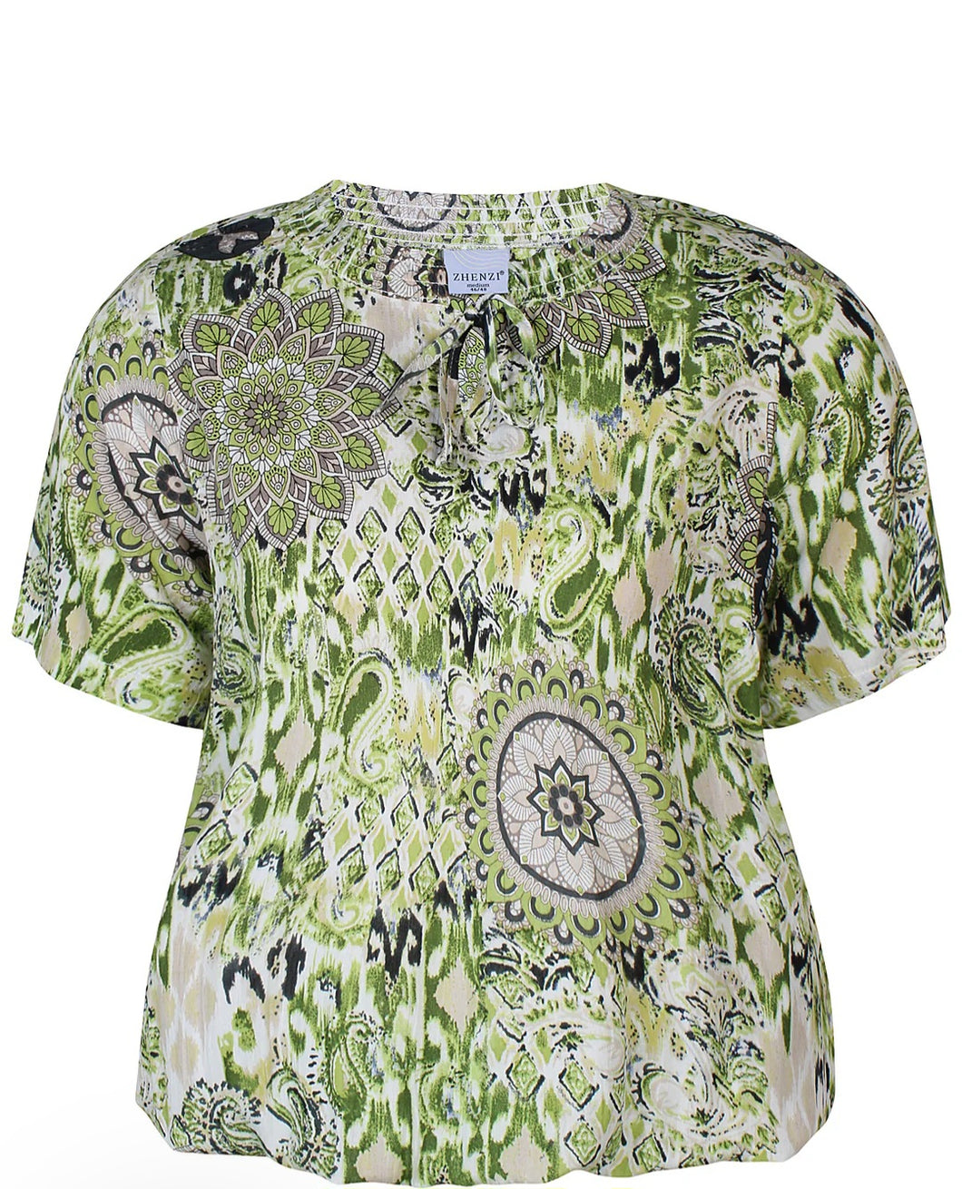 Zhenzi abstract Moroccan effect print tops